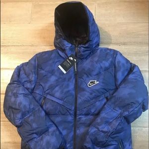 Nike Sportswear Down Fill Windrunner Jacket Camo Blue Black Sz M